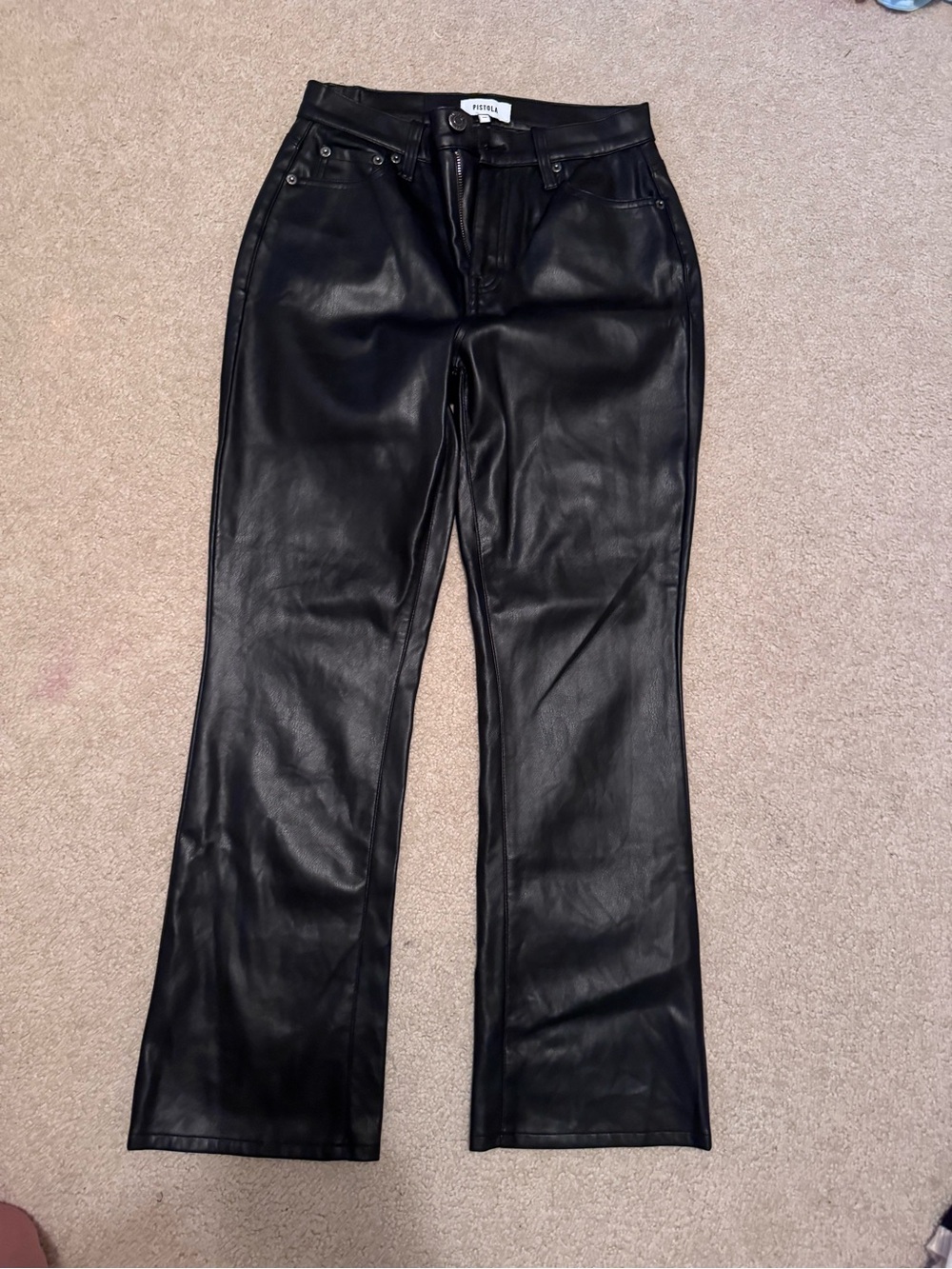 Pistola Faux Leather Straight-Leg Pants - Black